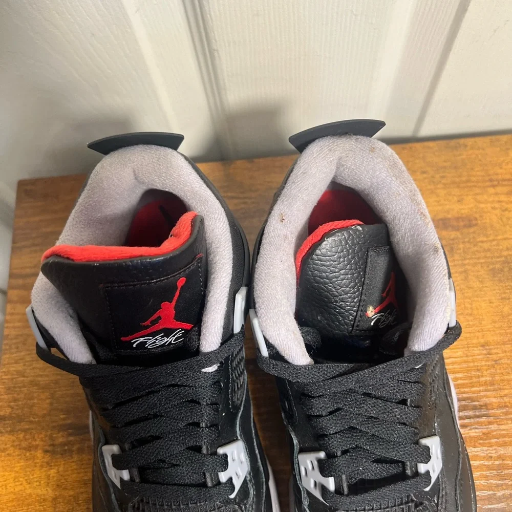 Nike Air Jordan 4 Bred Reimagined Black and Red Sneakers Youth kids - Picture 3 of 7